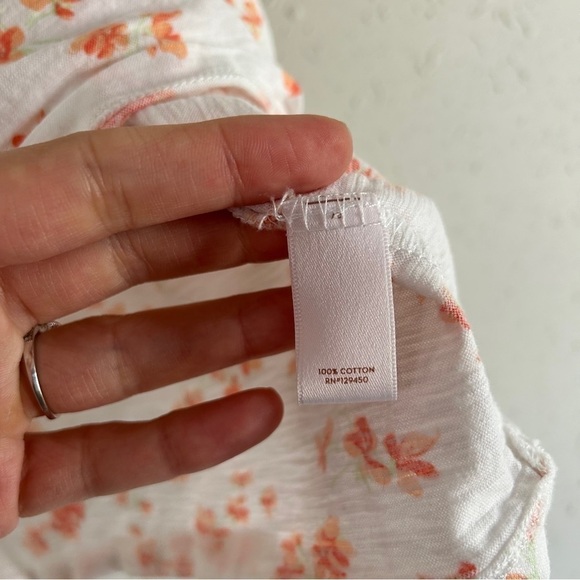 🦋 LC Lauren Conrad White Orange Floral Short Sleeve Blouse Spring Casual XXL - Picture 4 of 8